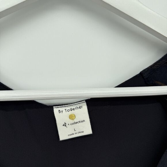 By Together Blue Striped Puff Sleeve Babydoll Mini Dress Size Large Boho Rayon - Picture 5 of 9